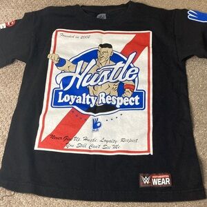 WWE john cena hustle loyalty respect Black Hustle Loyalty Respect T-Shirt small